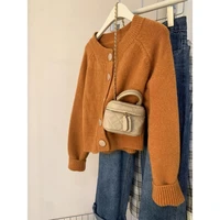 Knitting Simplicity Button Korean Cardigan Autumn Winter New O-neck Long Sleeve Solid Fashion Sweaters Sweet Trend Women Clothes