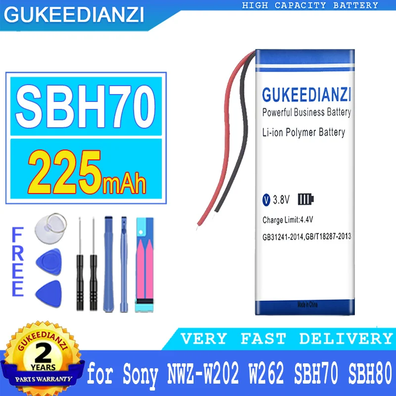 225 мА · ч аккумулятор GUKEEDIANZI 401230 (2 линии) для наушников Sony NWZ-W202 W252 W262 SBH70 SBH80, аккумулятор большой мощности