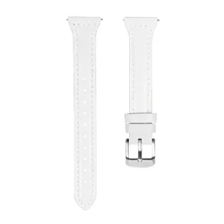 Slim Leather Strap for Smartwatches - 20mm and 22mm Sport Bracelet (White 08)