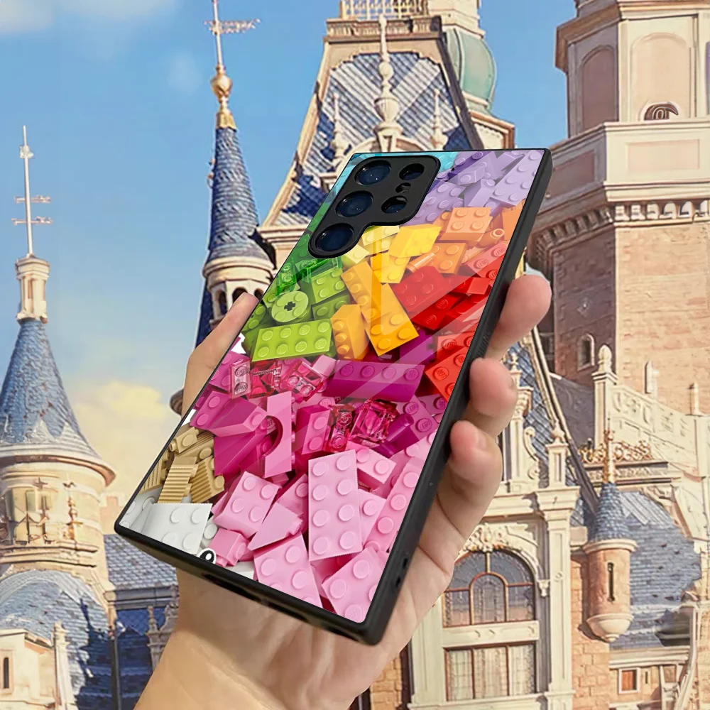 Giocattolo Building Blocks Custodia Colorata Per Bambini Carina Per Samsung S30 S21 S20 S23 S22 Fe S10 E S9 Note 20 10 Pro Ultra Plus Glass