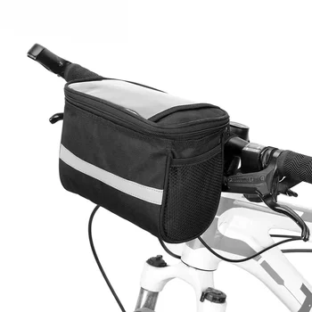 Borsa da manubrio anteriore per bicicletta Cintura riflettente per bici da esterno Custodia per telefono toccabile Borsa da equitazione per bicicletta Cestino per tubo anteriore per bici