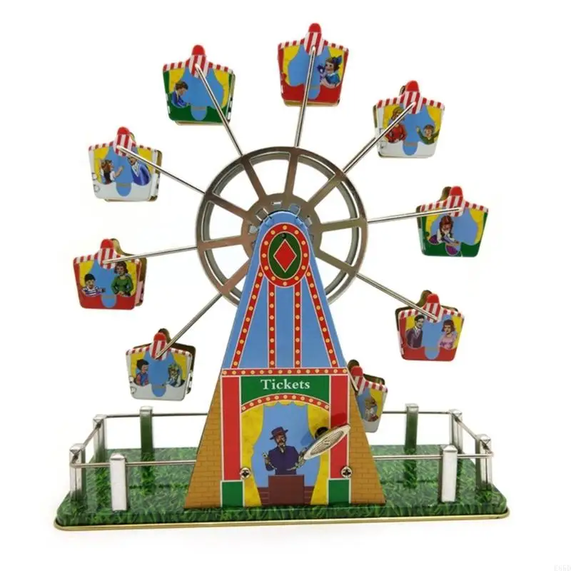 Creative Window Decoration Vintage Ferris Wheel Wind up Toy Music Box for Home Bar Club Display Decoration E65D