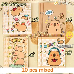 Set of 10 Kawaii Capybara Pocket Notebooks - Cute Cartoon Stationery for Journaling and Memo Planning (10 pcs Mixed)