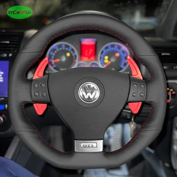 Coprivolante per auto in pelle fai da te personalizzato per Volkswagen Golf 5 Mk5 GTI VW Golf 5 R32 Passat R GT 2005 Treccia in pelle