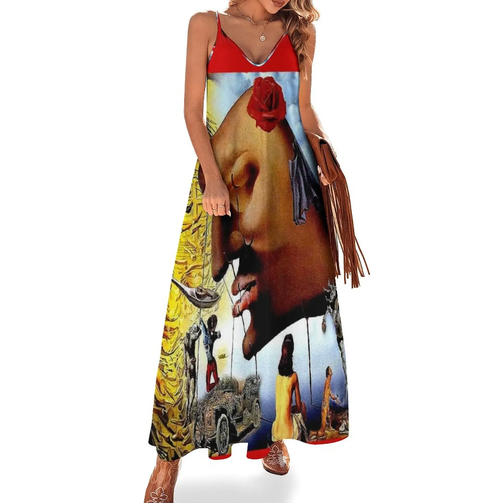 

Vintage Art Abstract Collage Print Sleeveless Dress summer dresses Womens dresses