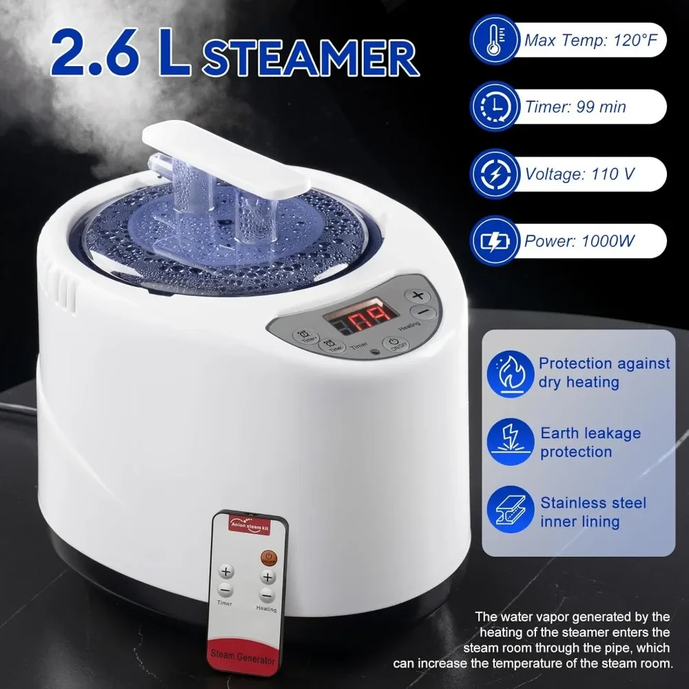 Sauna Box, Portable Steam Sauna, Portable Sauna for Home, Sauna Tent with 2.6L Steamer, 9 Levels, 2.6’ x 2.6’ x 5.9’ 6