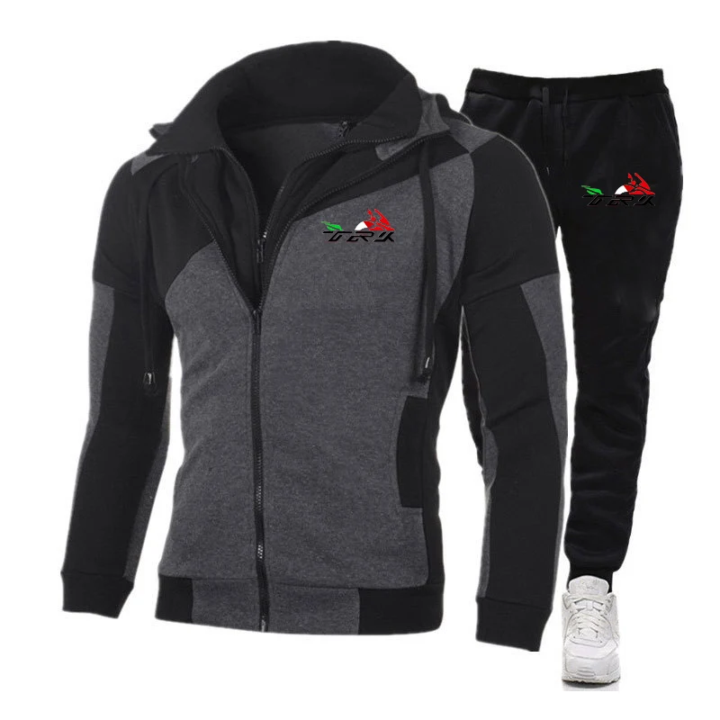 Benelli TRK 502X printing fashion 2023 new men's diagonal zipper stitching sportswear cotton hoodie casual sweatshirt sweatpants