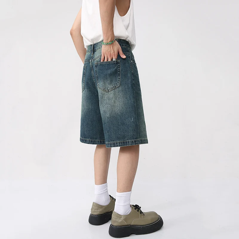 Men Jeans Denim Pants Summer Jeans Shorts Denim Shorts IEFB Summer Denim Shorts Men's Loose Korean Style Retro Short Jeans