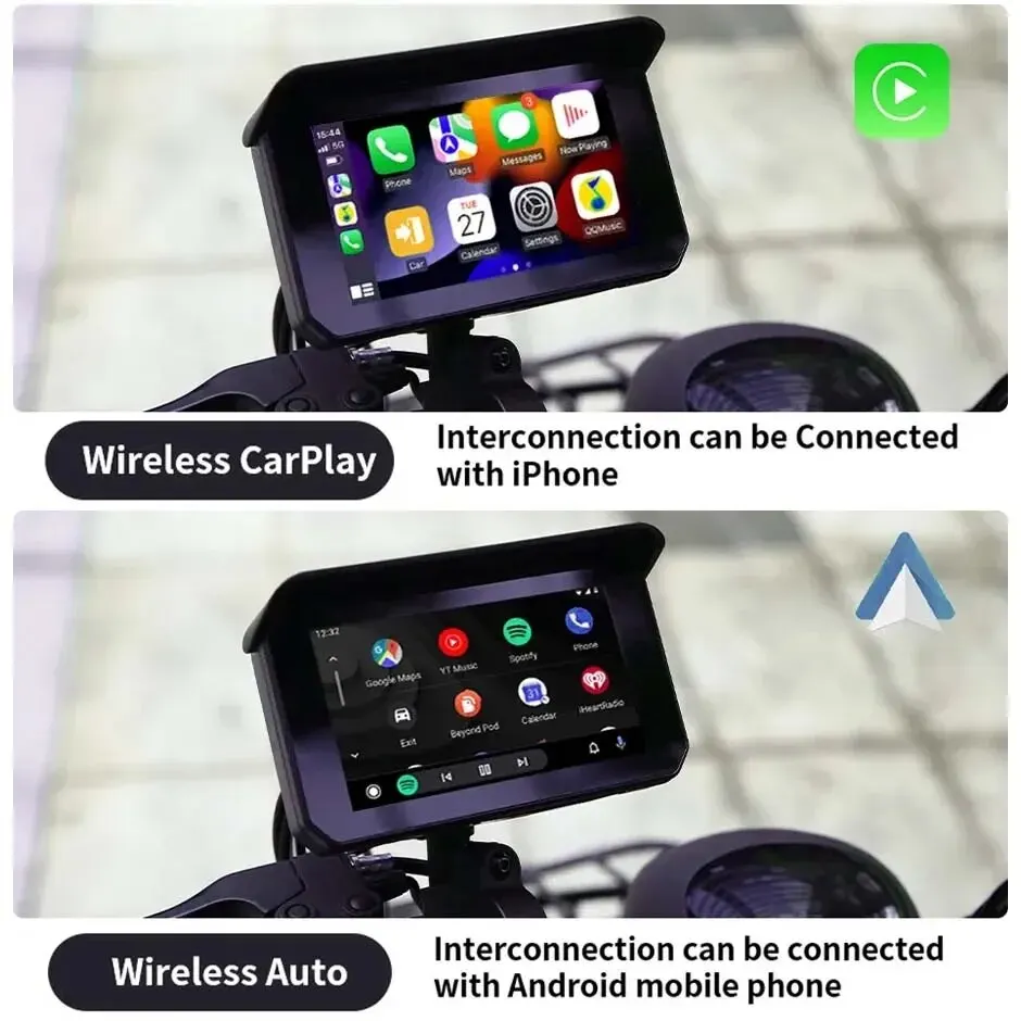 Gcpasr 5 Inch Portable Motorcycle Carplay Gps Navigation Waterproof Display Android Auto 1080p Ips Screen Dash Cam Tpms motorcycle navigation display