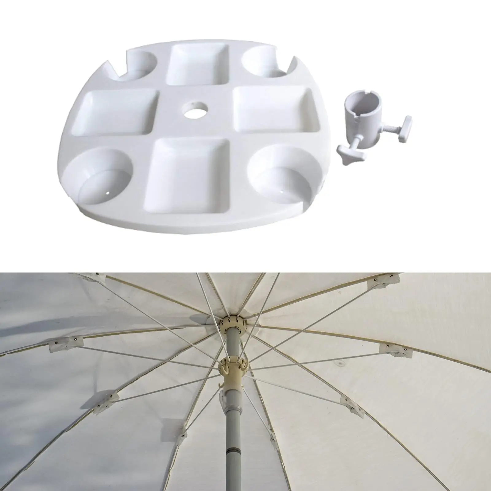 Outdoor Beach Umbrella Table Tray with 4 Cup Holders Snack Drink Holder beach umbrella