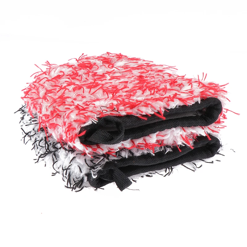 1Pc Shag-pile Microfiber Car Wash Glove Double-Side Finger Pocket Car Wheel Wash Mitt for Cleaning Auto Detailing