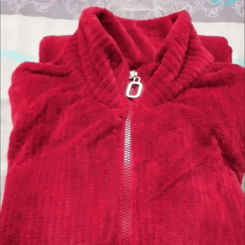 2023 New Coral Velvet Pajamas Autumn Winter Women Loungewear Plushing Thicken Sleepwear Warm Zipper Sports Flannel Homewear Set