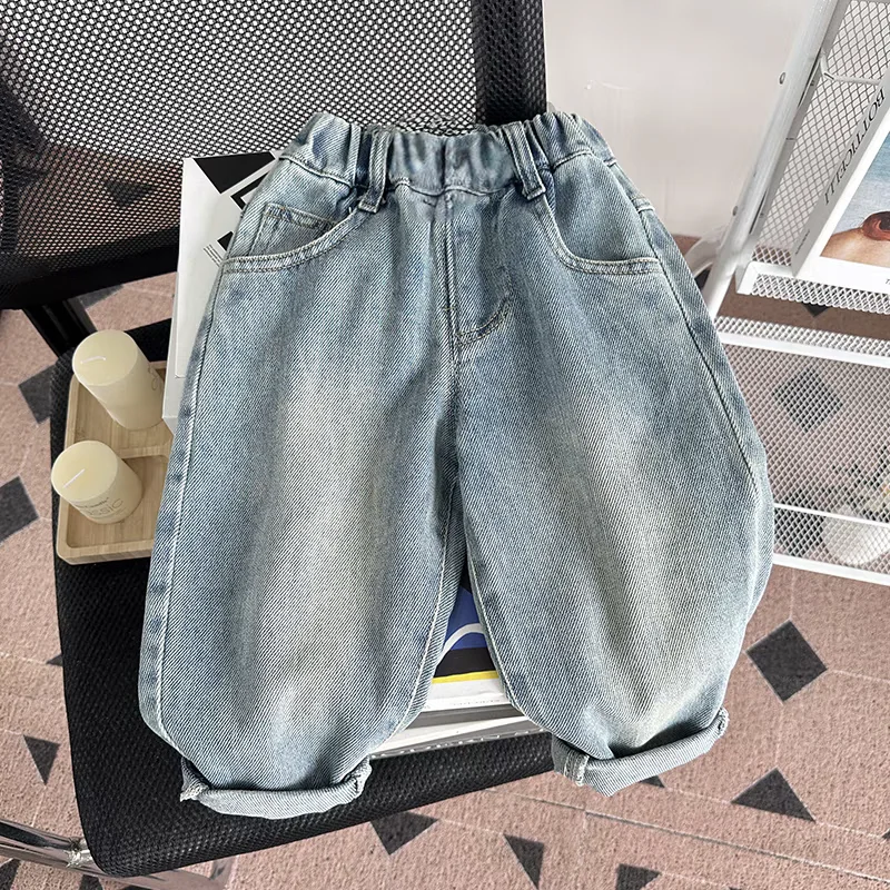 Baby Boys Girls Loose Fit Cotton Denim Pants Spring Autumn Open Bottom Soft Jeans Children Wide PP Pants Kids Clothing - 4