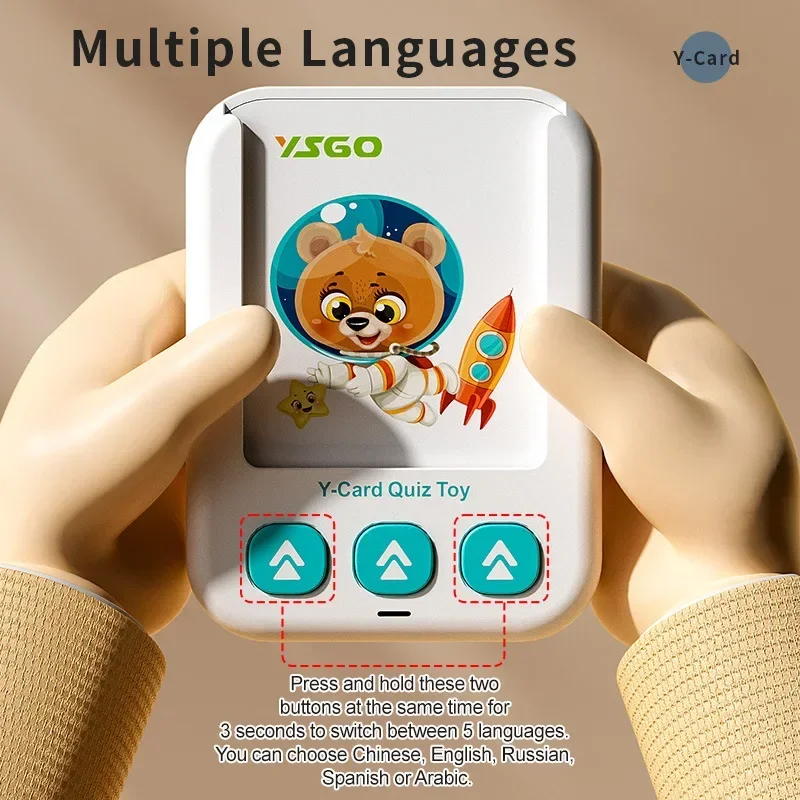 Language Flash Card Study Machine Words Flashcards Talking for English Russian Spanish Chinese Arabic Educational Toy Gifts
