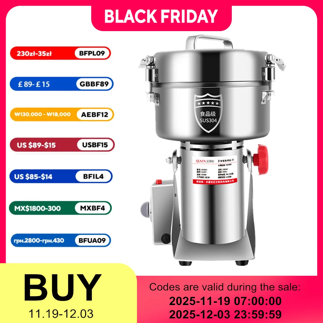 Commercial Electric 2500g Spice Grinder Ceramic Blade Plastic Housing for Outdoor Use Mixer and Coffee Grinder Machine