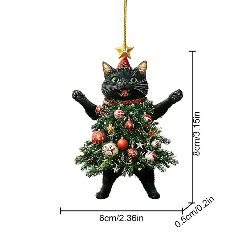1PC Christmas Tree Pendants Cute Cat Hanging Ornaments 6
