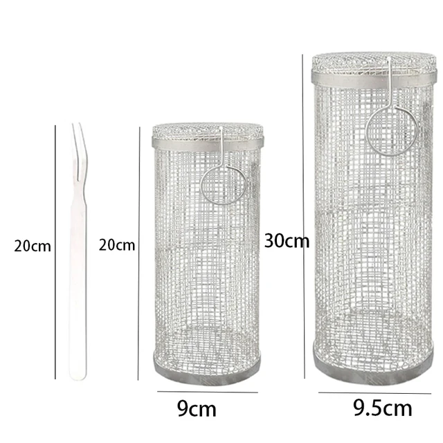 Barbecue Kosár Kerek Gördülő Rozsdamentes Acél Grillező Kosarak Kültéri Bbq Mesh Zöldségfélék Ketrec Piknik Kiegészítők - Image 6