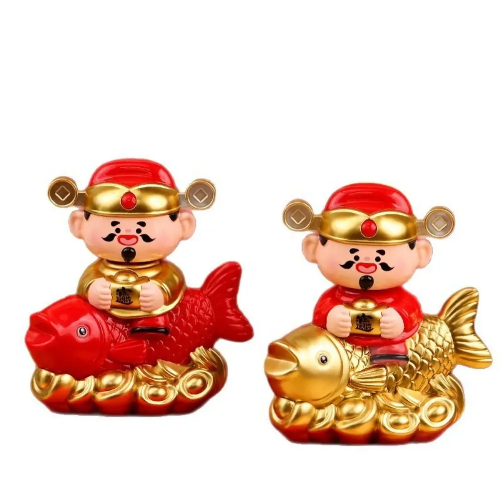 Solar Powered Nodding God of Wealth Ornament Automatic Nodding Wealth Attraction Wealth Attraction Koi Decoration New Year Gift
