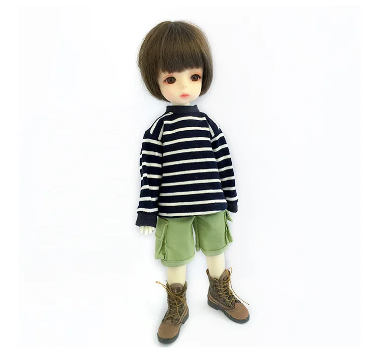1/ 6 Bjd Doll Clothes Doll Stripe Long Sleeve T-Shirt Overalls Denim Shorts Suits For 1/6, Yosd, 30cm Sd Doll Accessories Toy