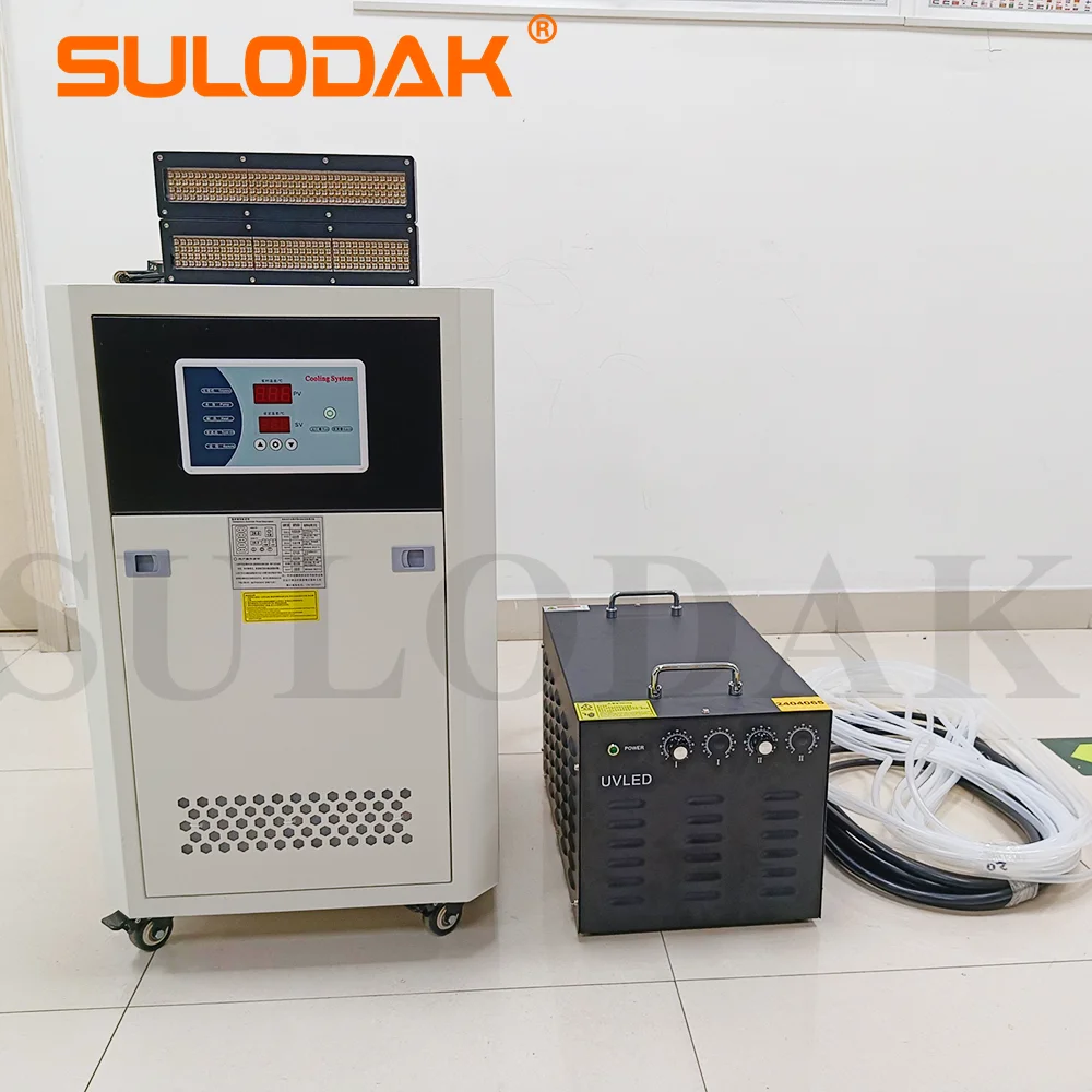 2LED 240*40mm UV LED Curing Lamp 395nm ink with Water Chiller for UV Printer Silk Screen Printing for Metal/Plastic/PP Bottles