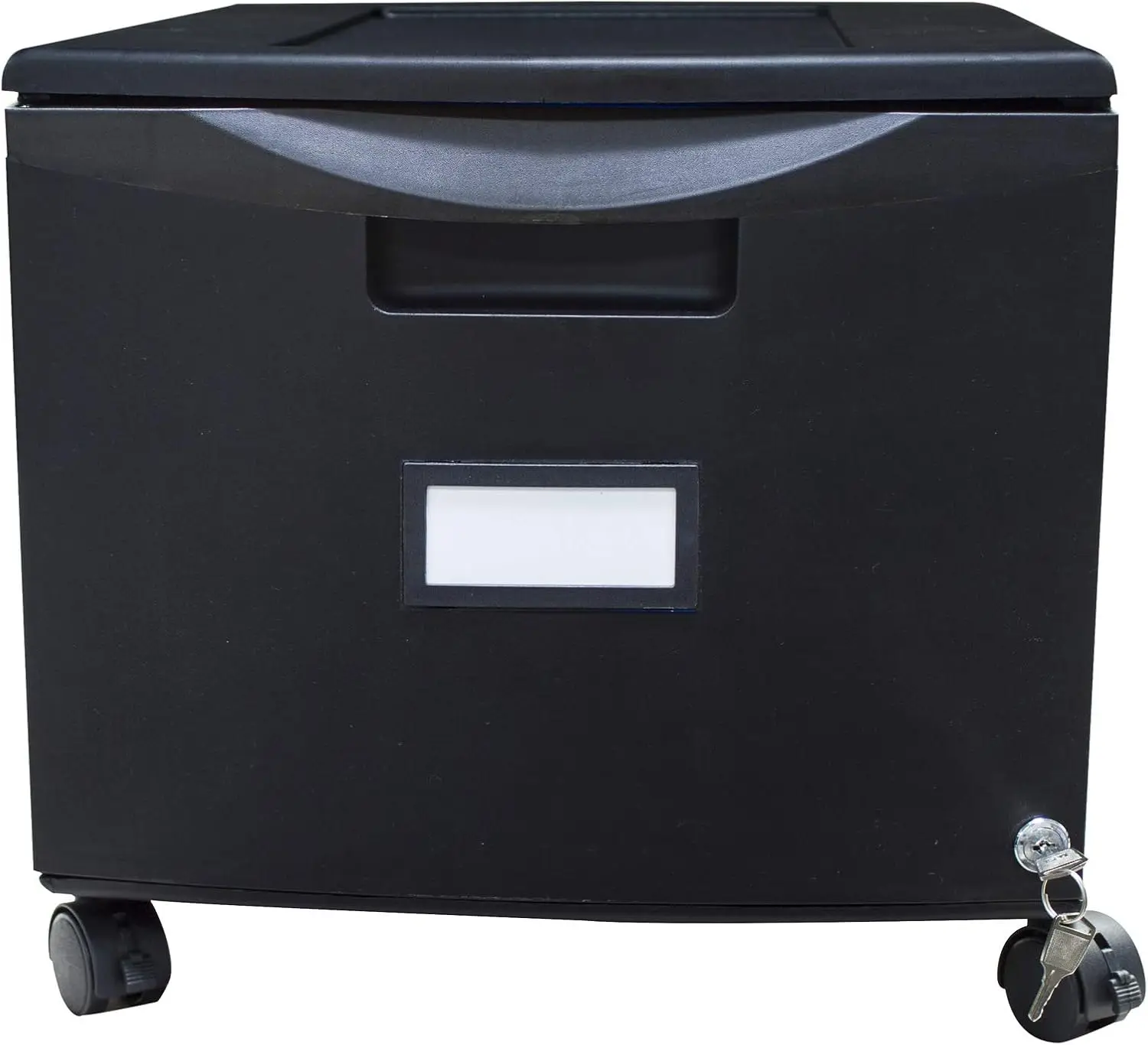 Plastic One-Drawer File Cabinet – Locking Document Organizer with Casters for Home and Office, Black, 1-Pack (61264A01C)