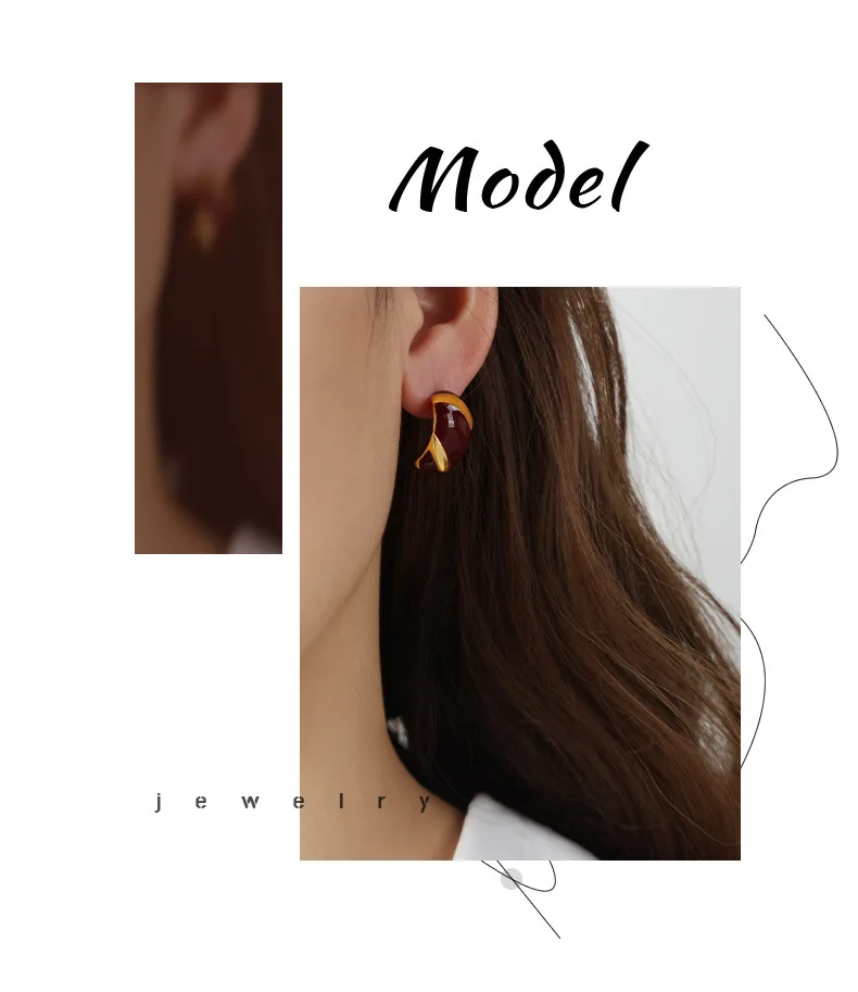 Originelle und lustige Ohrringe für Frauen, einfache Öltropfen-Ohrstecker in Weiß und Grün, hochwertiger Kupferschmuck für Mädchen – Detail 11