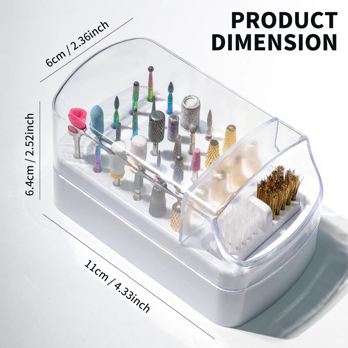 2IN1 Nail Polishing Head Cleaning Dust Display Box 30 Holes Nail Polish Head Organizer Acrylic Portable Organizer Dustproof Nail Art Tool