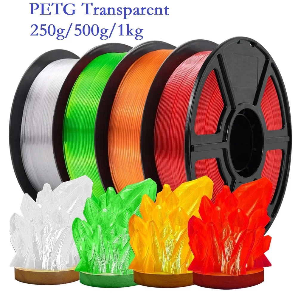 Filamento PETG Transparente 1kg/500g/250g/200g 1.75mm Filamento para Impresora 3D Alta Resistencia PETG Translúcido Rojo Naranja Azul Verde