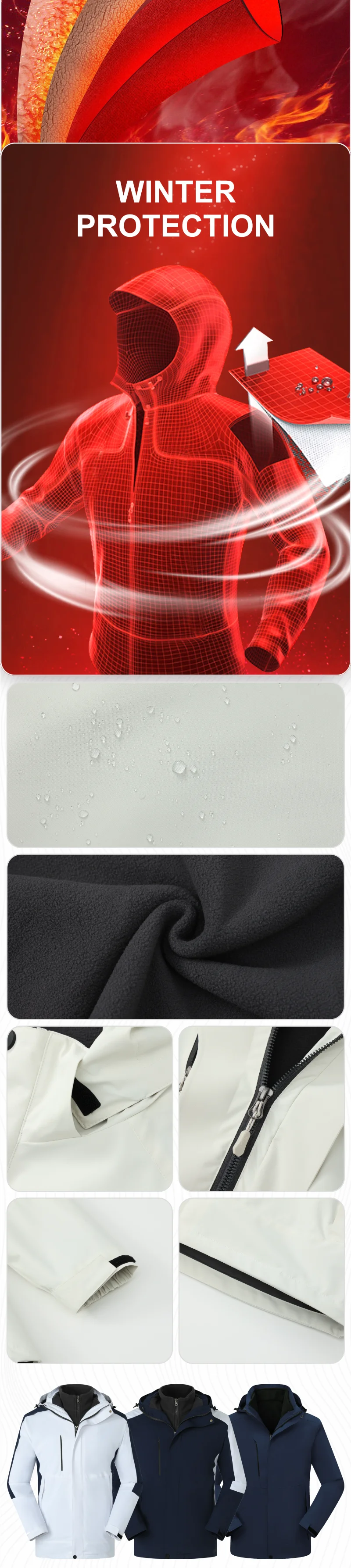 Kunden spezifische Wind jacke drucken kostenlose Logo Bild Bild dicke Fleece gefütterte Jacken Outdoor Sportswear wind dichte Mantel Team Clothi – Detail 3