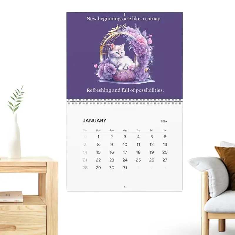 

Cat Calendar 2024 Flower Cute Cat Wall Calender 2024 Cute Kittens Monthly Wall Calendars For Home Kitchen Funny Cat Gifts