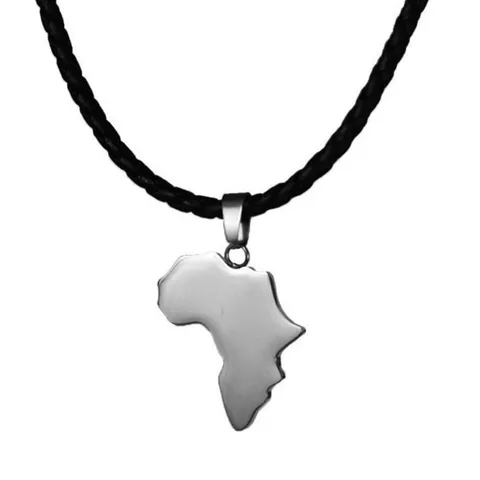 map necklace African leather choker necklace Africa pendant stainless steel charm jewelry