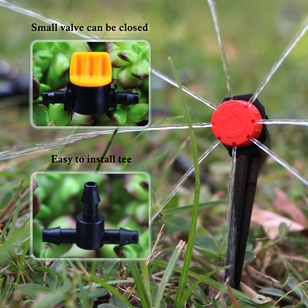 1/4'' Barb Red Adjustable Nozzles Garden Watering Irrigation Sprinkler Washable Emitter 0-80L/H for Yard Greenhouse 50-500PCS garden sprinkler plants irrigation kits irrigation sprinklers garden irrigation nozzle drip irrigation sprinklers garden sprayer nozzles