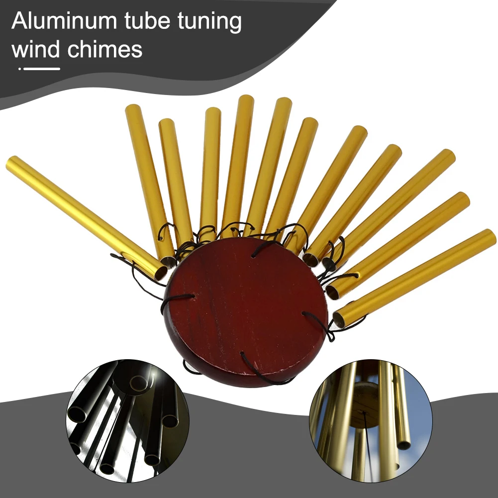 Wind Chimes 12 Tube Aluminum Tube Pine Musical Waterproof Windproof Suitable For Coffee Shop Garden Restaurant