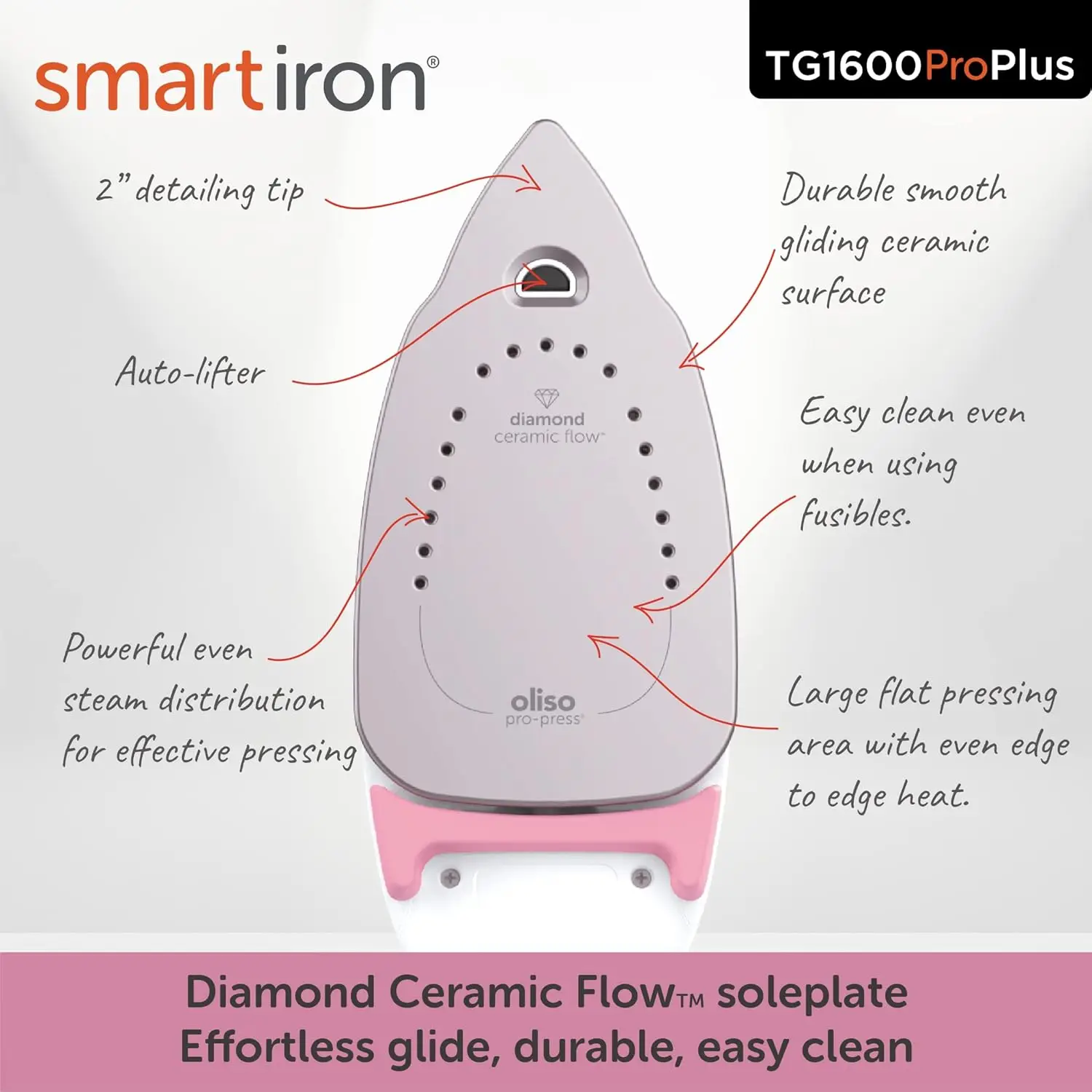 Auto Lift - for Clothes, Sewing, Quilting and Crafting Ironing | Diamond Ceramic 3