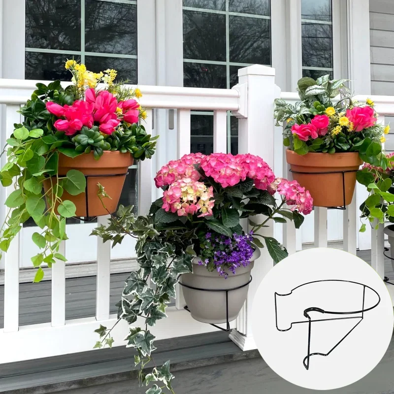 

Floating Garden Railing Planter Shelf Hanging Flower Stand Balcony Plant Iron Holder Fence Planter Decoration Stand