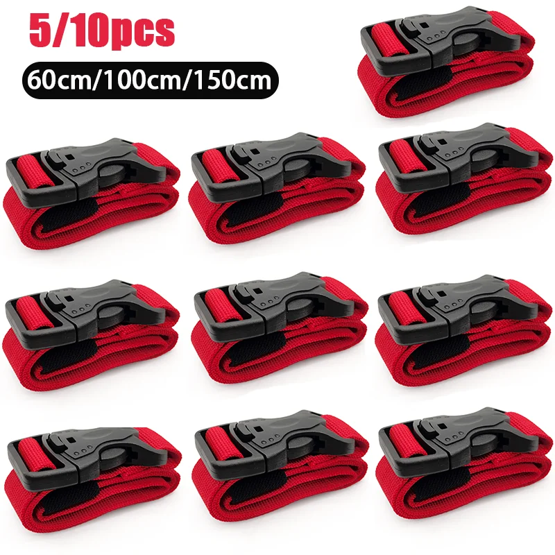 5/10PCS PPortable Cargo Tie Down Luggage Belt Strap Quick Release Buckle 60/100/150cm Baggage Secure Strap for Camping Hiking