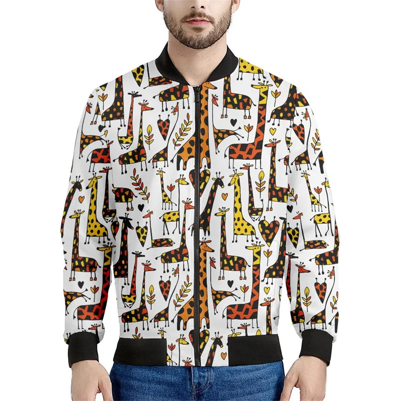 thumbnail image 1 of Chaqueta con estampado 3D de jirafa y dibujos animados para hombre, sudadera holgada, chaqueta informal con cremallera para niño, ropa de calle, abrigo, 1 of 5