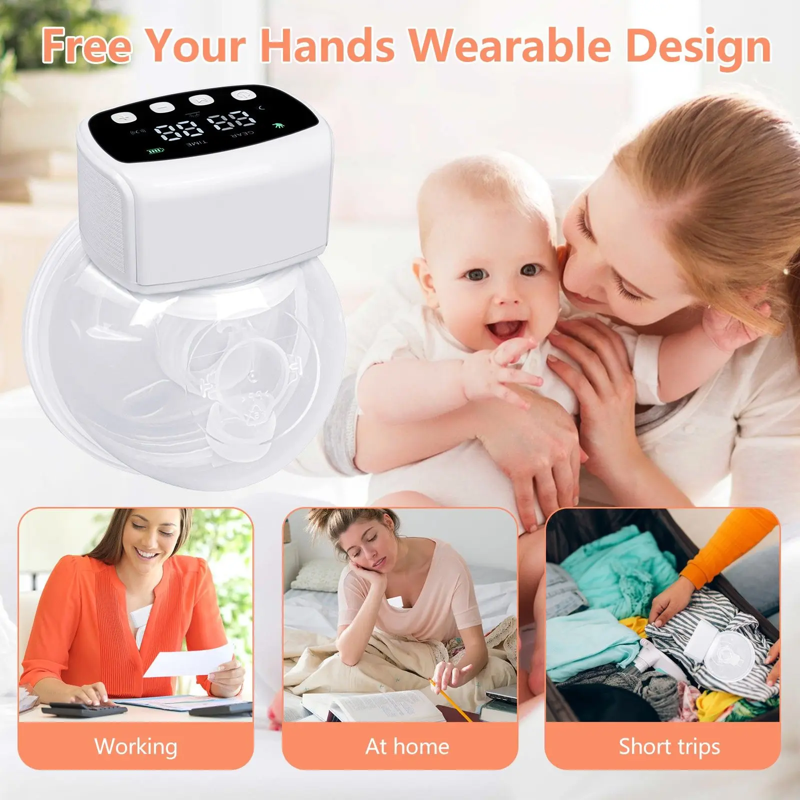 New Upgrade Wearable Breast Pump Hands-Free Electric Breast Pump for Newborn Comfort-Automatic Milk Extractor BPA-Free 3