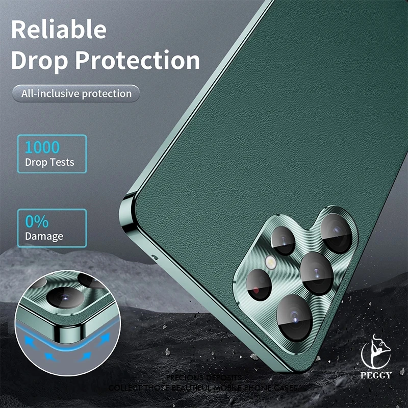 Aluminum Frame Magnetic Leather Phone case For Samsung Galaxy S22 S23 S24 Ultra Leather For Megsafe Wireless Charge Covers