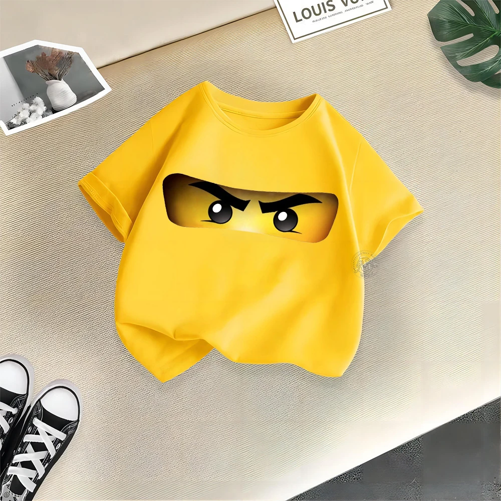 Children's summer 100% cotton T-shirt LEGO print youth casual cotton T-shirt men's and women's baby crewneck top 2