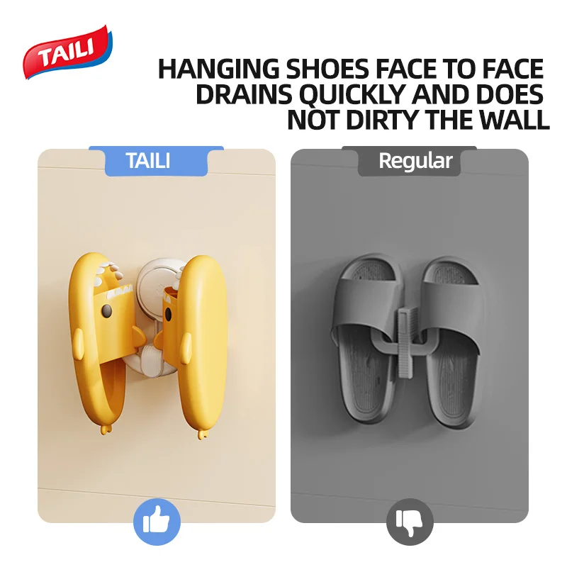TAILI Slipper Rack Suction Cup Bathroom Wall-mounted Storage Rack Slipper Hook Toilet Drain Toilet Bedroom Shoe Drying Organizer