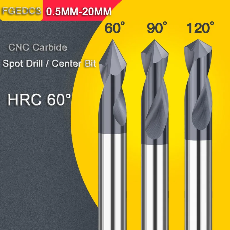 

1pcs CNC Spot Drill Carbide Stub Center Bit 60 90 120 Degree 0.5-20mm Chamfer Location Prepare Guide Pilot Hole CNC Machine Tool