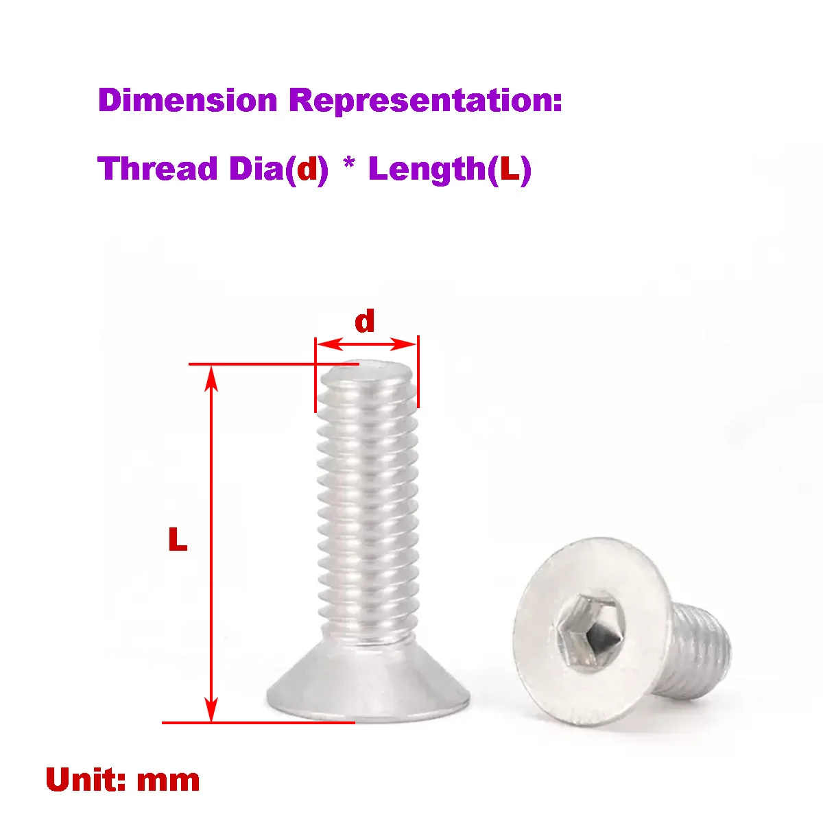 

Aluminum Alloy Countersunk Head Hexagonal Socket Bolt Plain Cup Screw M2M2.5M3M4M5M6M8