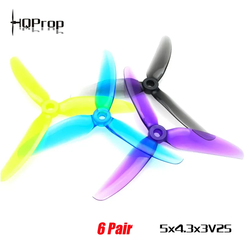 HQPROP 5x4.3x3V2S Hélices PC 3 Pales 5 pouces 6 paires pour Drone FPV