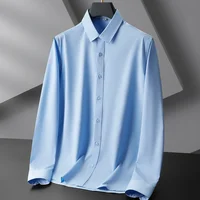 Chemise à manches longues pour hommes, couleur unie, décontractée, résistante aux rides, confortable, polyvalente, toutes saisons, nouvelle collection 2