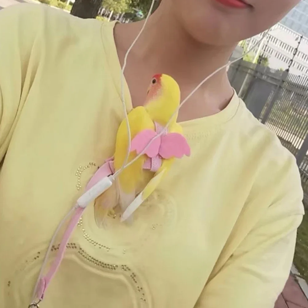 Parrot Bird Flying Traction Rope Bird Harness Leash Adjustable Ultra-light with Comfortable Handle Flying Traction Straps Band