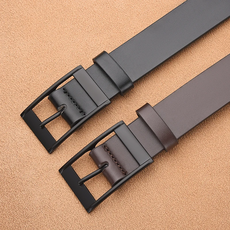 Mens PU Leather Belt with Metal Pin Buckle Luxury Designer Accessory