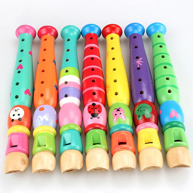 1pc Wooden Cartoon Flute Early Education Develop Type 6-Holes Recorder Flute For Children Musical Instruments Send Random 6