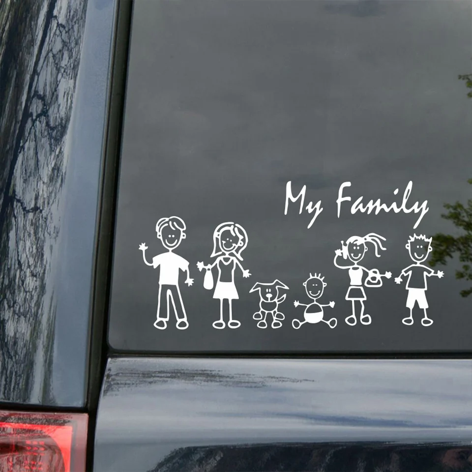Stick Figure Famiglia Adesivi per auto Stick Figure Famiglia Decalcomanie Famiglia Adesivi per finestrini dell'auto Mia famiglia Mamma Papà Bambini Cane Decal  34