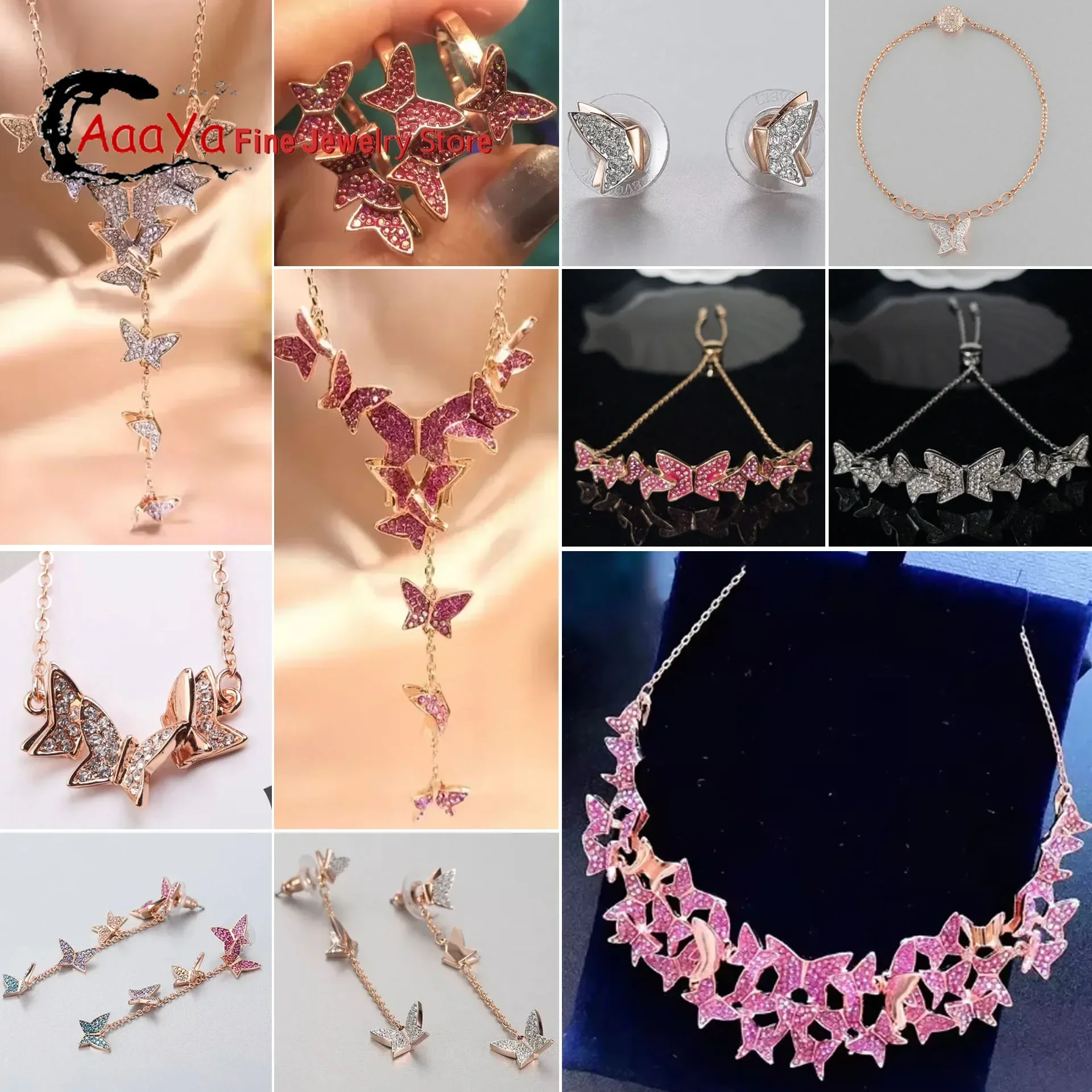 2025 New Fashion Trendy Fine Jewelry Sets for Women Stainless Steel Butterfly Necklace Earring Bracelet Ring Party Accessories 1